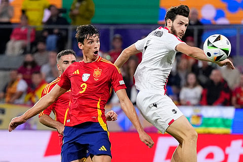 Spain's Robin Le Normand scores a own goal